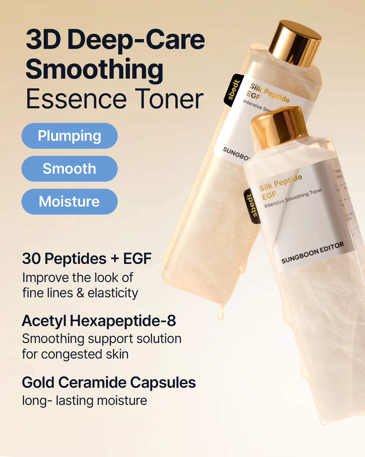 Sungboon Editor – Silk Peptide EGF Intensive Smoothing Toner, 300ml