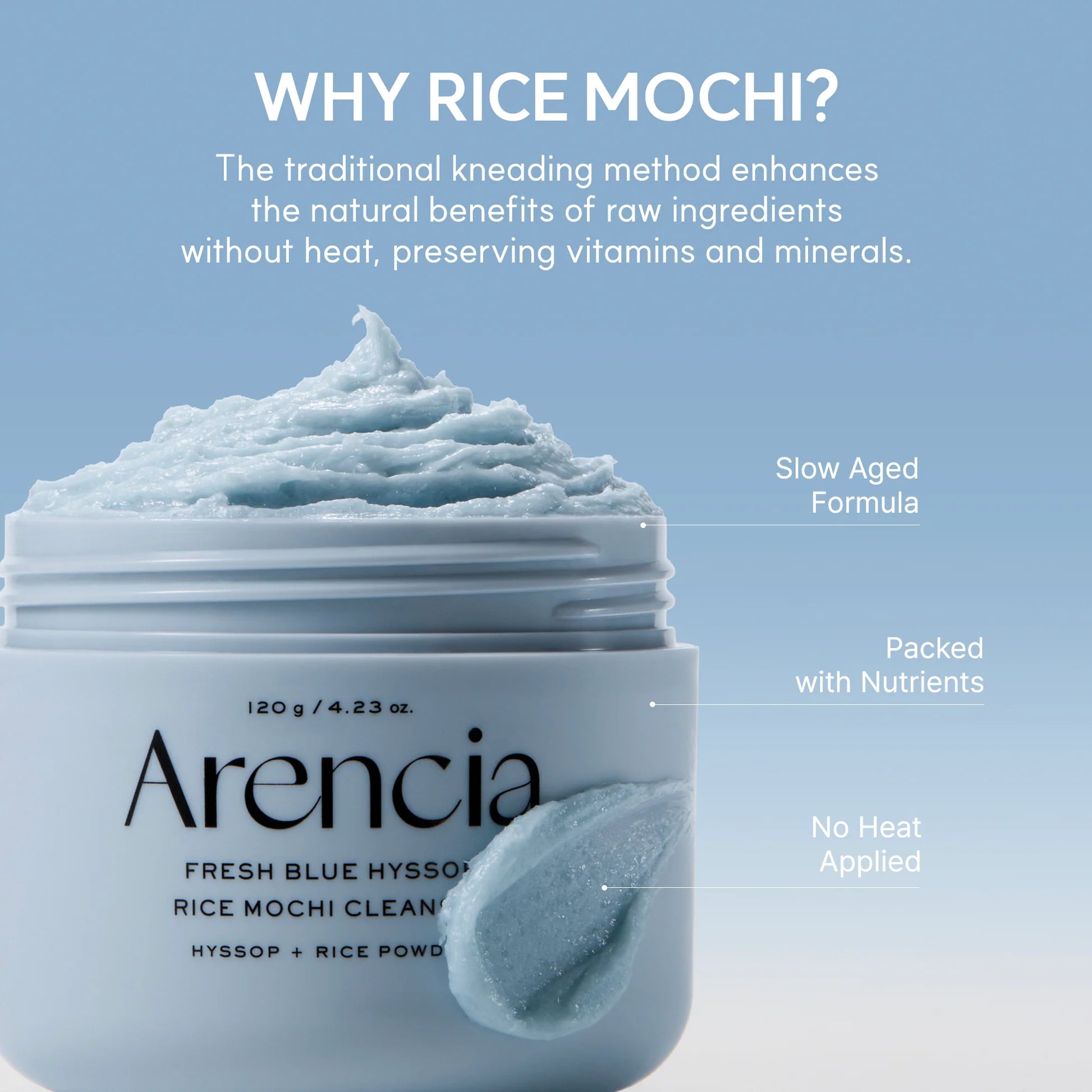 Arencia- fresh blue hyssop rice mochi cleanser, 120G