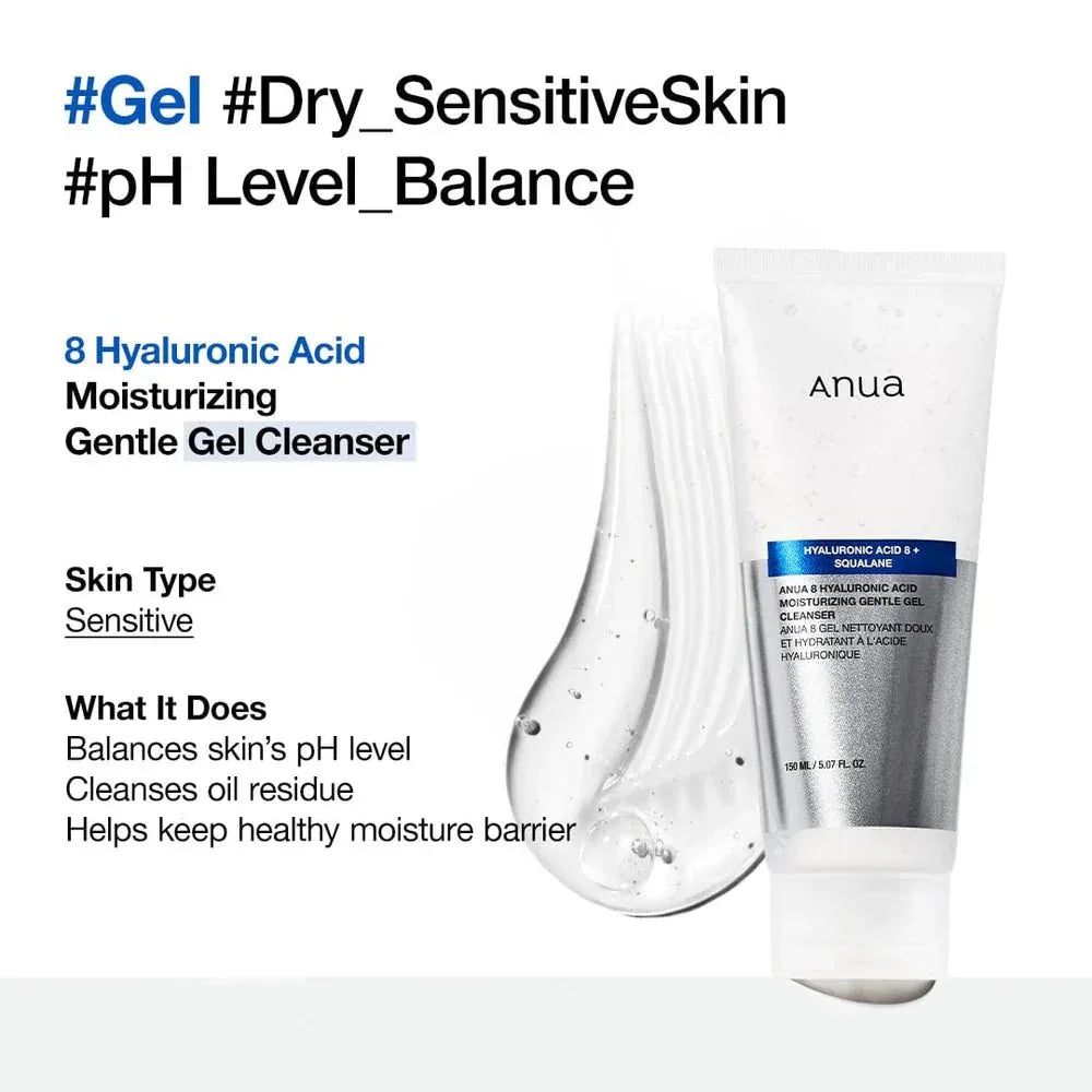 Anua - 8 Hyaluronic Acid Moisturizing Gentle Gel Cleanser - 150ml - Seoulma-skincare