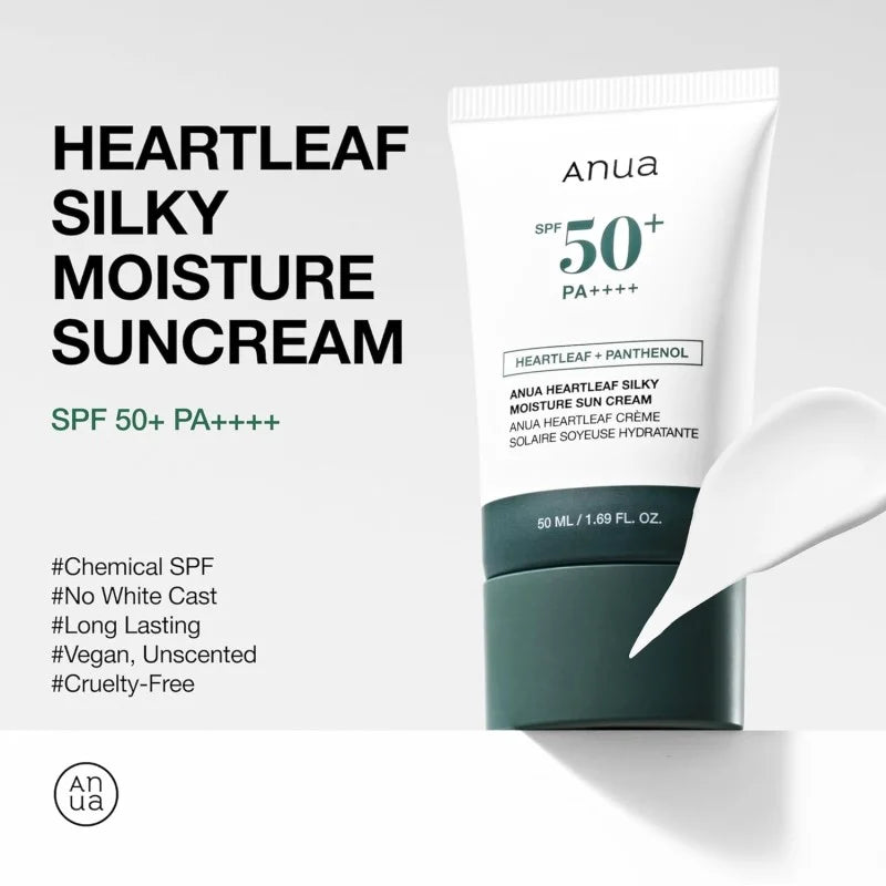Anua Heartleaf Silky Moisture Sunscreen SPF 50+ PA++++ · 50ml