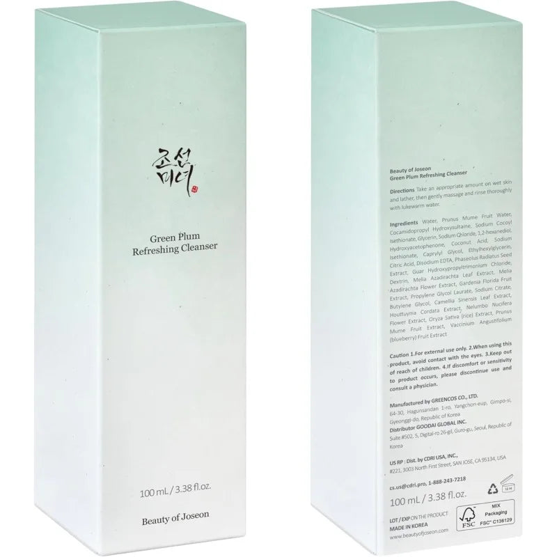 Beauty of Joseon Green Plum Refreshing Cleanser 100ml | pH-Balanced Gel Cleanser for All Skin Types