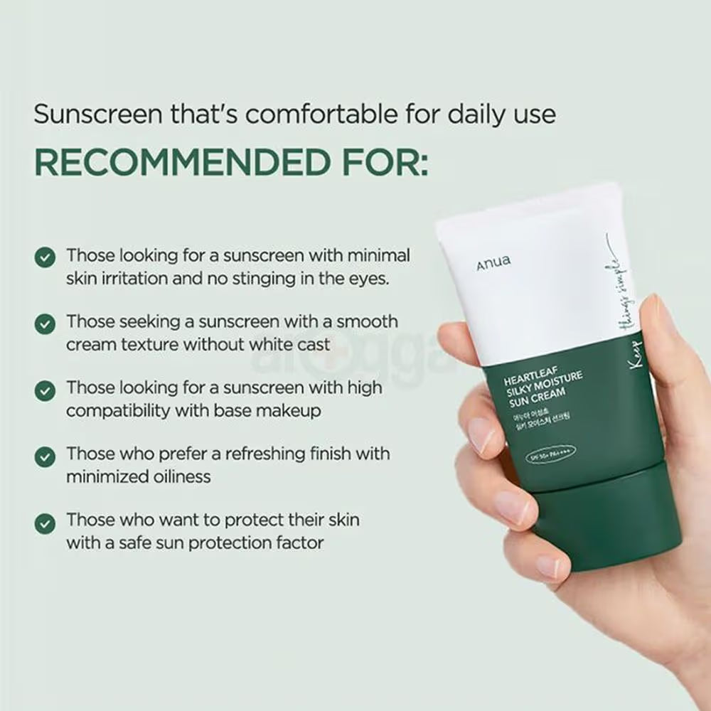 Anua Heartleaf Silky Moisture Sunscreen SPF 50+ PA++++ · 50ml